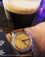 Load image into Gallery viewer, Doxa Military Amber Patina Dial on Wide Military-Style Leather Strap, Manual, 32.5mm