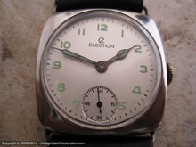 Load image into Gallery viewer, Large Early Election Sterling Silver Case with Fabulous Green Lume Number Dial, Manual, Large 33x38mm