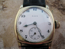 Load image into Gallery viewer, WWI Era Elgin Cushion Case with Poreclain Dial, Manual, 31.5mm