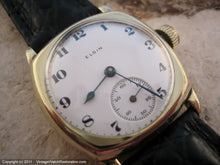 Load image into Gallery viewer, WWI Era Elgin Cushion Case with Poreclain Dial, Manual, 31.5mm