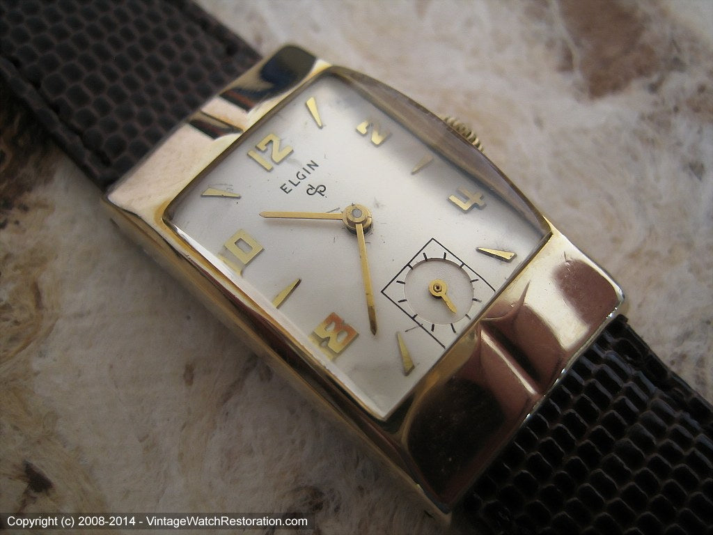Elgin Cream Dial Deco Case Cal 673, Manual, 21.5x36mm – Vintage