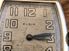 Load image into Gallery viewer, Elgin c.1924 Art Deco in Decorative Tonneau Case, Parchment Dial, Manual, 24x35mm
