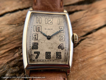 Load image into Gallery viewer, Elgin c.1924 Art Deco in Decorative Tonneau Case, Parchment Dial, Manual, 24x35mm