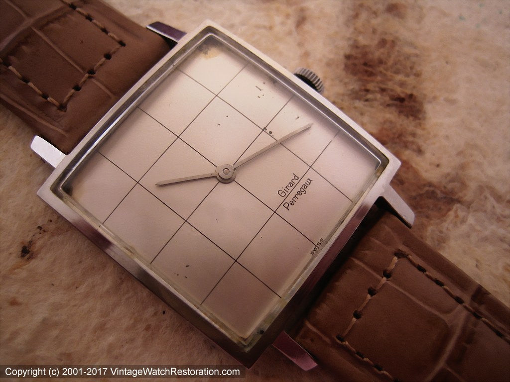 Square Girard Perregaux with Checkered Line Pattern Dial Manual