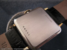 Load image into Gallery viewer, A Real Stunner. Square Stainless and Gold Gruen with Enamel Inlay, Manual, 29x29mm