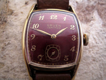 Load image into Gallery viewer, Gruen Veri-Thin Tonneau with Ruby Red Dial, Manual, 27.5x37.5mm