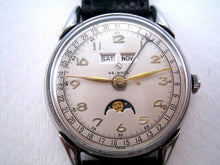 Load image into Gallery viewer, Helbros Moonphase Triple Calendar, Manual, Large 35mm
