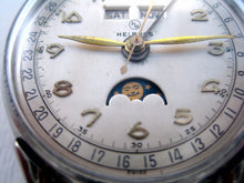 Load image into Gallery viewer, Helbros Moonphase Triple Calendar, Manual, Large 35mm