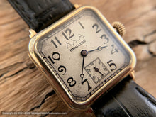 Load image into Gallery viewer, Hamilton 1940s Germanic Gothic Deco Dial with ΛΧΑ in Rounded Square Case, Manual, 28mm