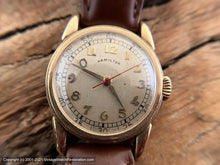 Load image into Gallery viewer, Hamilton WWII Era with Gothic-Style Numbers with Railroad Minute Markers in Bold Lug Case, Manual, 29mm