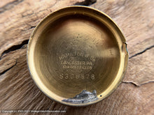 Load image into Gallery viewer, Hamilton WWII Era with Gothic-Style Numbers with Railroad Minute Markers in Bold Lug Case, Manual, 29mm