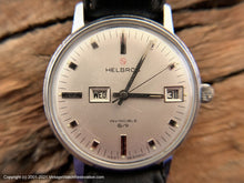 Load image into Gallery viewer, Helbros 'Invincible' Perfect Pearl Dial with Day and Date in an Unusual Layout, Manual,  35mm