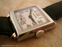 Load image into Gallery viewer, Rare Deco Style Square 14K White Gold Filled Illinois, Manual, 27x27mm