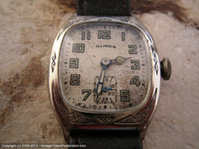 Load image into Gallery viewer, Illinois 'Beau Brummel' with Southwestern Indian Motif 14K White GF Case, Manual, 28x38mm