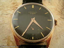 Load image into Gallery viewer, Longines 18K Pink Gold Black Dial Beauty, Manual, Large 34mm