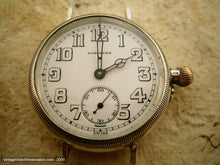 Load image into Gallery viewer, Large Sterling Silver Porcelain WWI Trench in Rare Borgel Case, Manual, Very Large 35.5mm