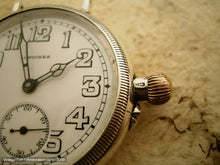 Load image into Gallery viewer, Large Sterling Silver Porcelain WWI Trench in Rare Borgel Case, Manual, Very Large 35.5mm