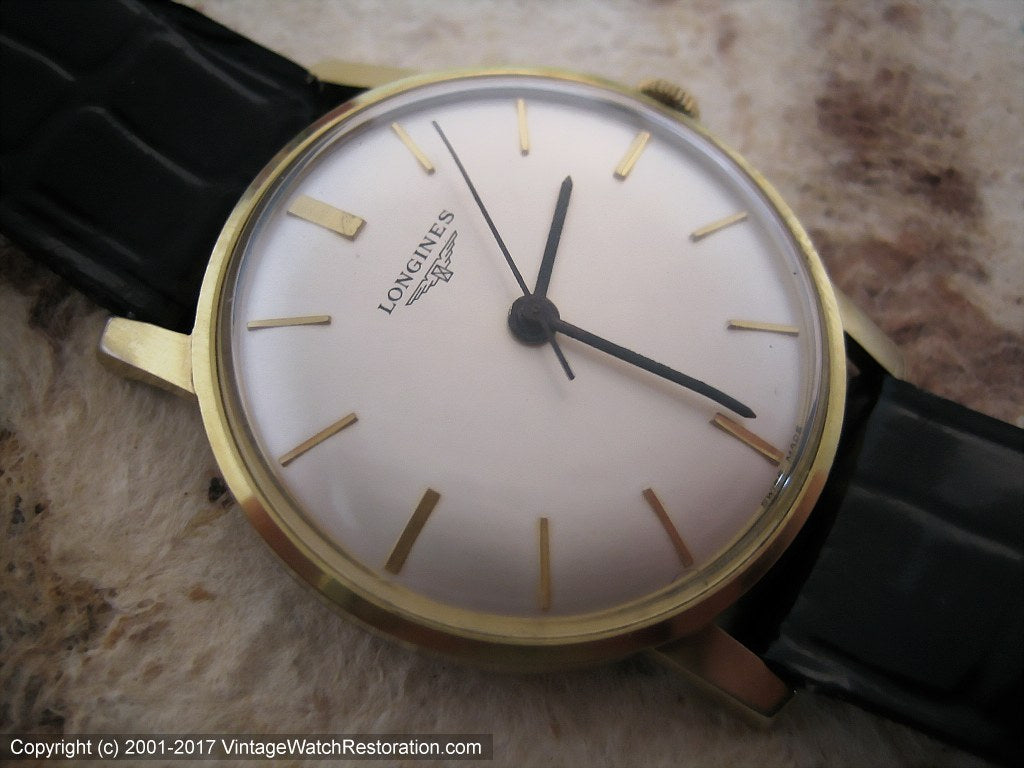 Original Longines Pearl White Dial in Classic Design Manual 34mm