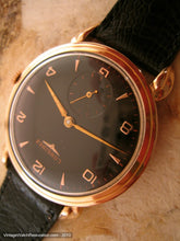 Load image into Gallery viewer, 18K Gold Longines with Black Dial and Deco Lugs, Manual, Very Large 36mm