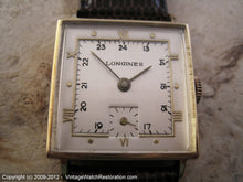 Load image into Gallery viewer, 14K Gold Square Longines Roman 24-Hour Dial, Manual, 25.5x35mm