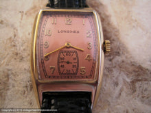 Load image into Gallery viewer, Rare 1930s Drivers-Style Longines with Coppery-Salmon Dial, Manual, 24x39mm