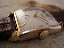 Load image into Gallery viewer, Classy Dimpled Square Longines 14K Gold with Deco Lugs, Manual, 26x38mm