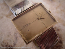 Load image into Gallery viewer, Longines 'Modern Style' Rectangular w/ Incredible Original Golden Mesh Bracelet, Manual, 31x23mm