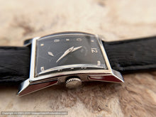 Load image into Gallery viewer, Lord Elgin Black Dial in 14K White Rolled Gold Case with Flared Lugs, Manual, 21x35mm