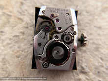 Load image into Gallery viewer, Lord Elgin Black Dial in 14K White Rolled Gold Case with Flared Lugs, Manual, 21x35mm