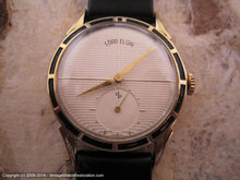 Load image into Gallery viewer, Waffle Design Dial Lord Elgin with Black Insets on Bezel - with Original Box, Manual, 30mm