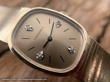 Load image into Gallery viewer, Longines Golden Dial with Diamonds, Oval Case, Manual, 27x31mm