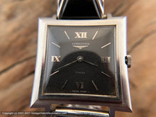 Load image into Gallery viewer, Longines 'Turler' Black Dial Roman Numerals, Square Case, Black Inset Triangular Design Bracelet, Manual, 29x29mm