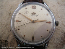 Load image into Gallery viewer, WWII Era Large Marvin with Nice Dial Patina, Manual, Huge 37mm