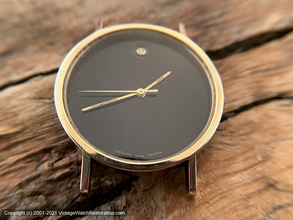 Movado-Zenith Museum with Date in Dot at Twelve, Black Reflective