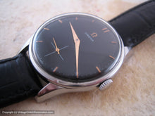 Load image into Gallery viewer, Classic Stainless Steel Black Dial Omega with Rose Gold Highlights, Manual, Large 35.5mm