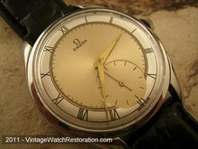 Load image into Gallery viewer, Huge Silver-Gold Roman Numeral Omega Stunner, Manual, Huge 38.5mm
