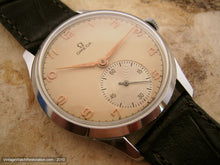 Load image into Gallery viewer, Stainless Omega 30T2 PC Movement in Soft Buttery Dial, Manual, Very Large 36.5mm