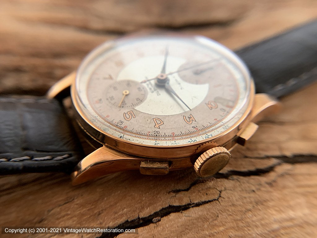 Olympic 18K Rose Gold Top/Down Chrono, Venus 170, Two Tone Dial