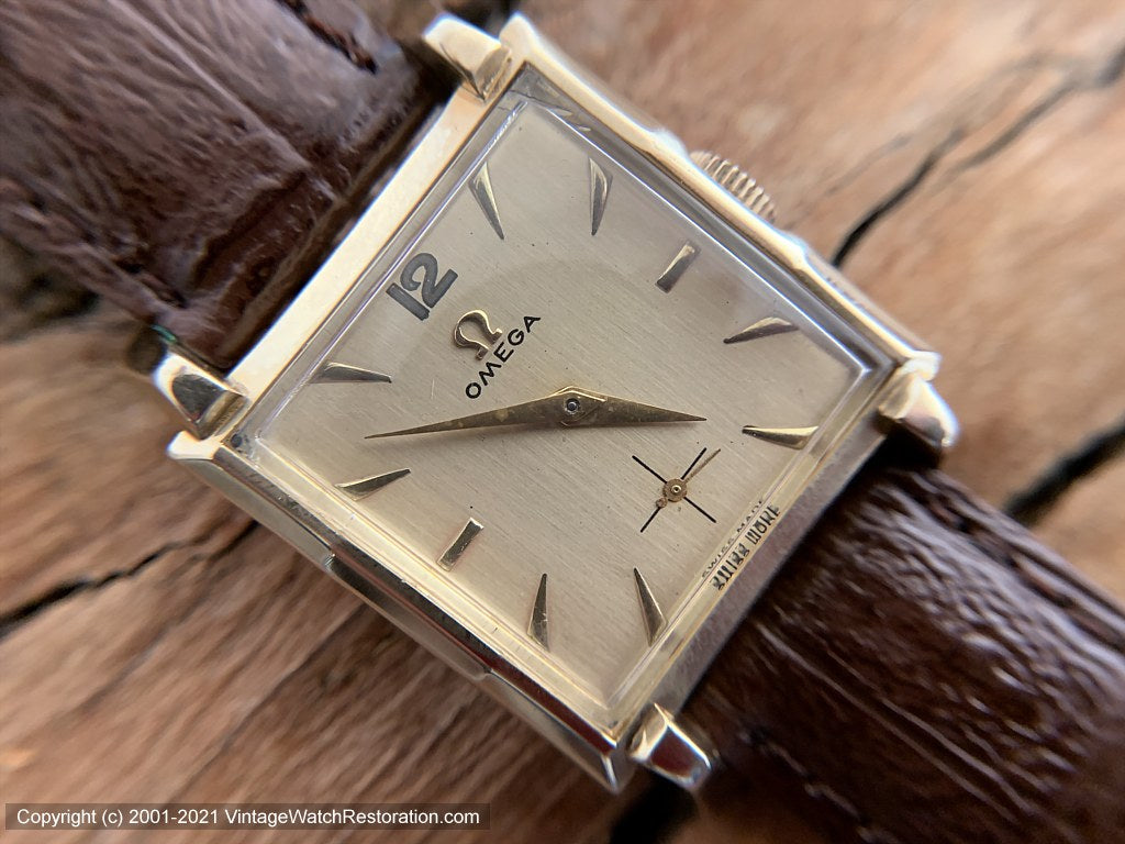 Omega c.1941 Square Case Champagne Dial Cal R17.8 Manual 27x37mm