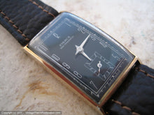 Load image into Gallery viewer, Black Dial Pierce in Decorative Tank-Shape 14K Gold Case, Manual, 20mmx35mm