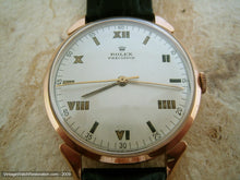 Load image into Gallery viewer, 18K Rose Gold Rolex Precision Roman Numerals Dial, Manual, Very Large 37mm