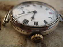 Load image into Gallery viewer, Swiss Sterling Silver WWI Trench Watch with Immaculate Porcelain Dial, Manual, 34mm