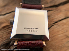 Load image into Gallery viewer, Technos Large Rose-Gold Plated Square Case and Tuxedo Dial with Date at 5 o'clock, Manual, 29x29mm