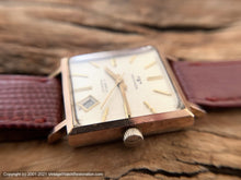Load image into Gallery viewer, Technos Large Rose-Gold Plated Square Case and Tuxedo Dial with Date at 5 o'clock, Manual, 29x29mm