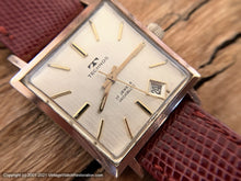 Load image into Gallery viewer, Technos Large Rose-Gold Plated Square Case and Tuxedo Dial with Date at 5 o'clock, Manual, 29x29mm
