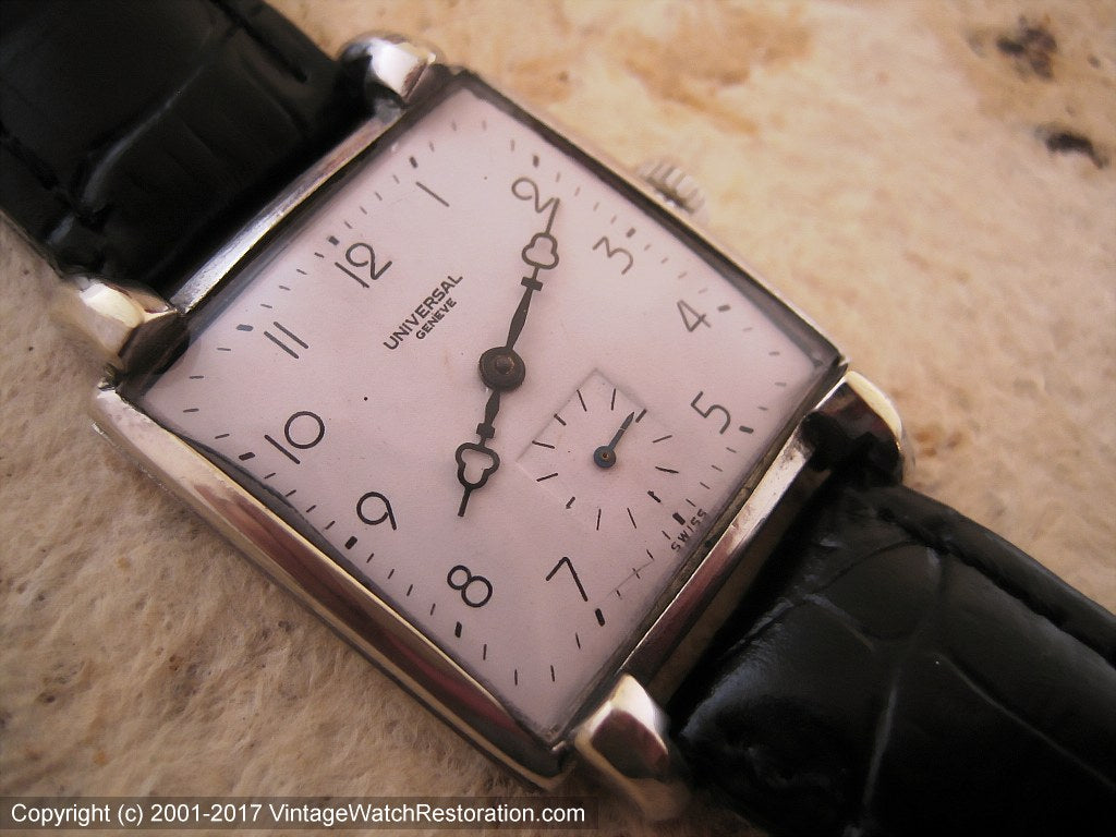 Universal Geneve Large Square White Dial, Manual, 28x39mm