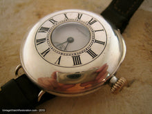 Load image into Gallery viewer, Rare Minty WWI Sterling Silver Waltham Porcelain Demi Hunter, Manual, 36.5mm