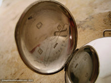 Load image into Gallery viewer, Rare Minty WWI Sterling Silver Waltham Porcelain Demi Hunter, Manual, 36.5mm