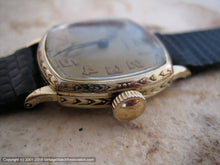 Load image into Gallery viewer, Decorative Square Tonneau Case Waltham with Golden Dial, Manual, 27.5x27.5mm