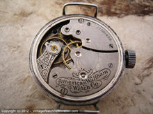 Load image into Gallery viewer, Sterling Silver Case Waltham WWI Porcelain Dial with Military Style Strap, Manual, Very Large 34.5mm